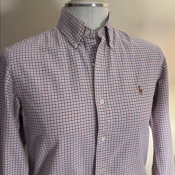 Ralph Lauren Other - Ralph Lauren custom fit blue orange and white plaid button down shirt S
